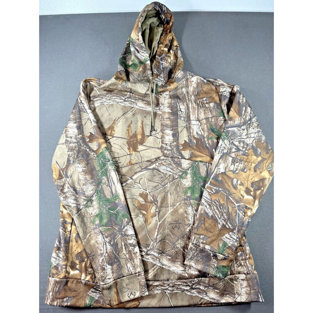 Under Armour Camo Hoodie Mens XL Realtree Xtra Camouflage Storm Cold Gear Huntin